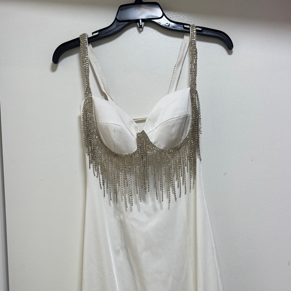Gianni Bini White Dress with Silver Accents